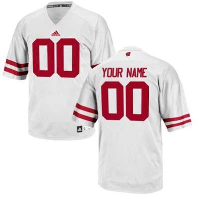 Men's Wisconsin Badgers Customized Replica Football 2015 White Jersey